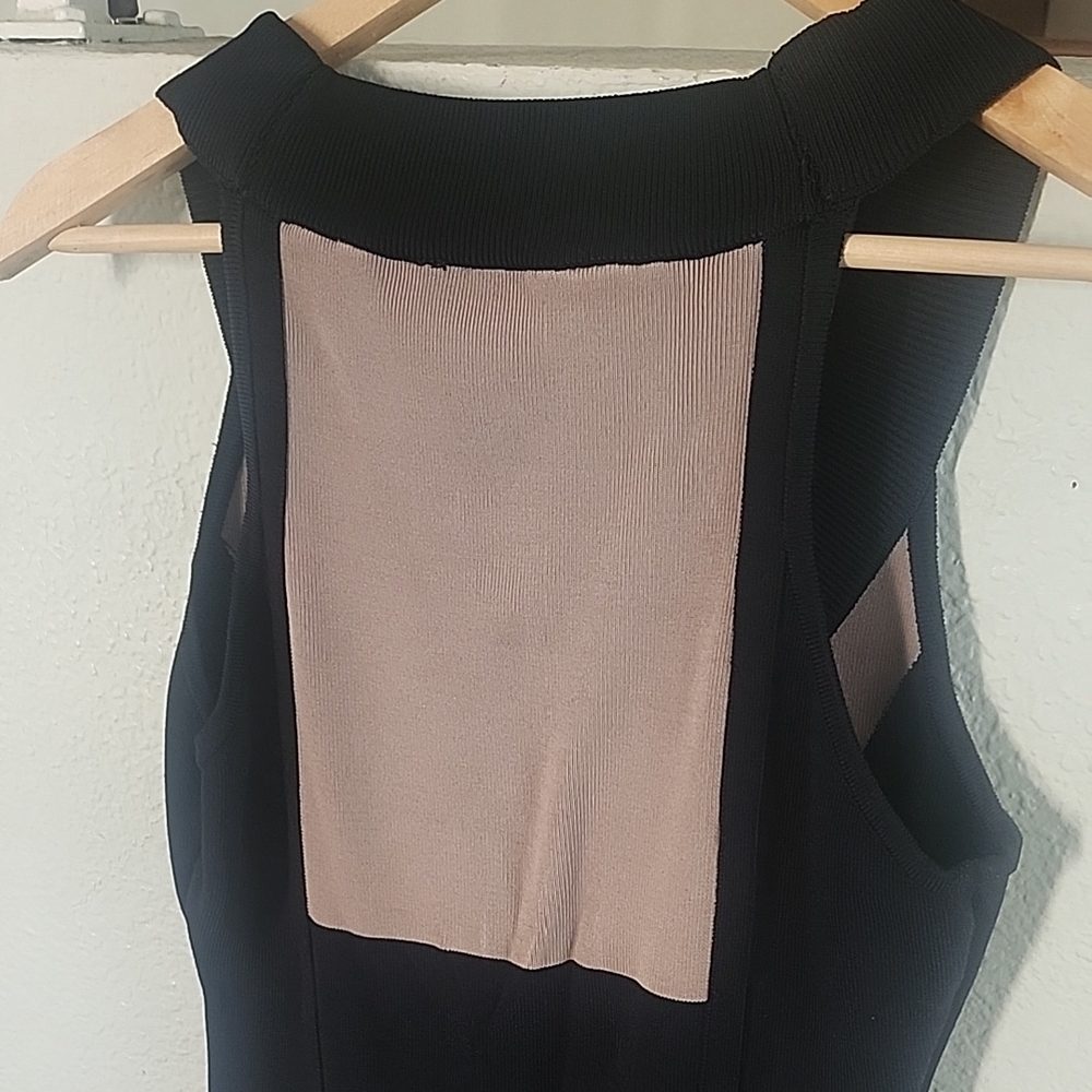 BCBGMaxazria Black and Taupe Colorblock Mini Dress - Picture 9 of 10